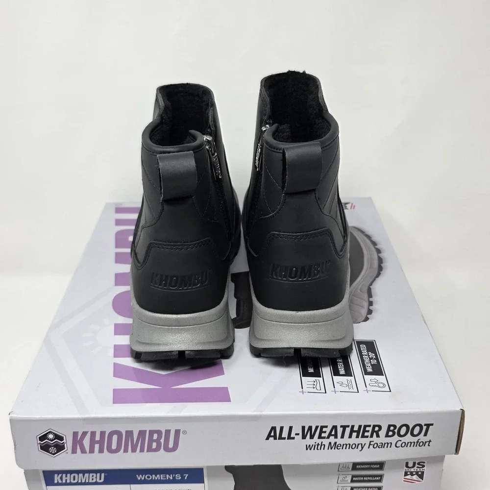 Khombu Dusk Women's All-Weather Boots Black Rated -20° Water Repellent‎ Size 7